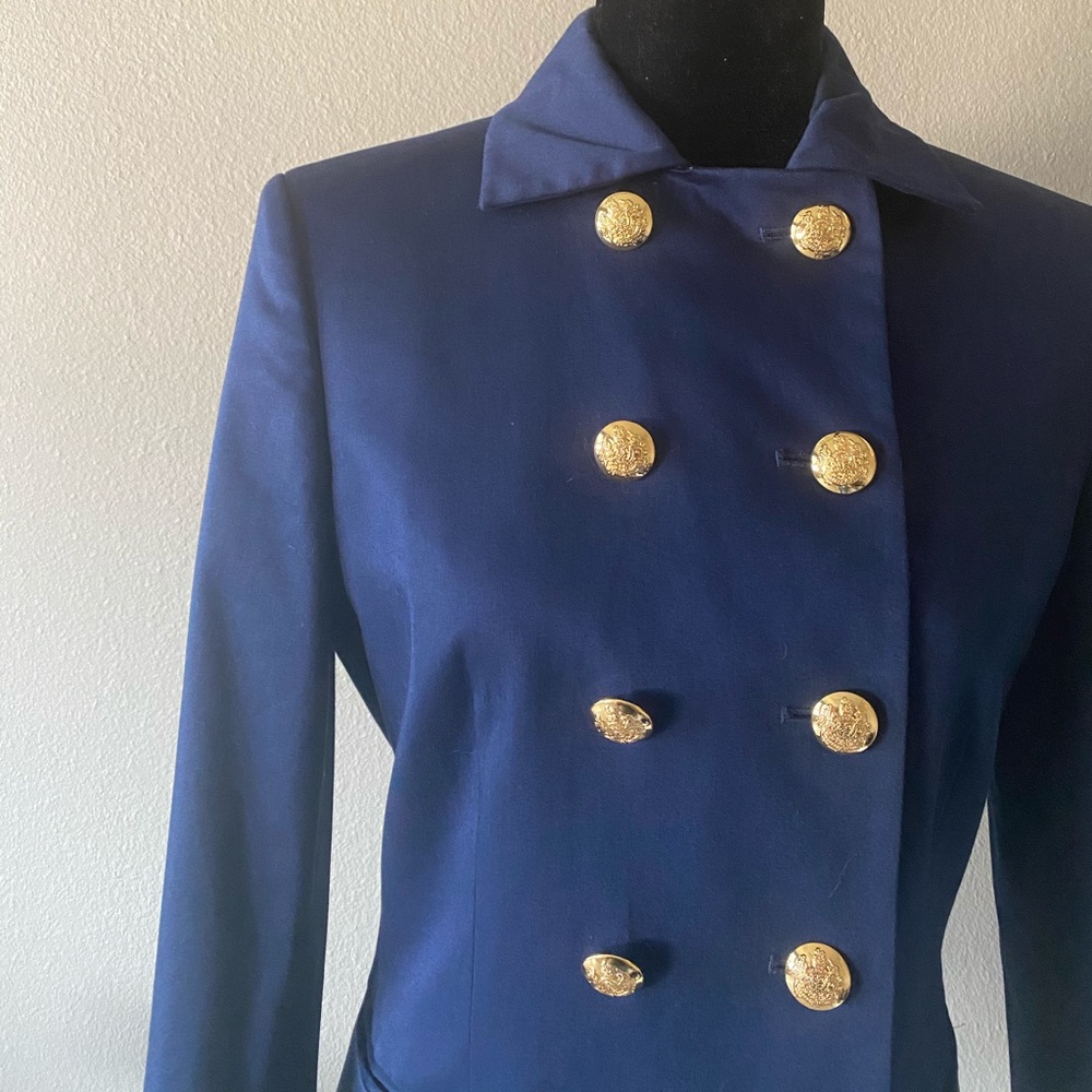 Navy Blue 10-button Blazer